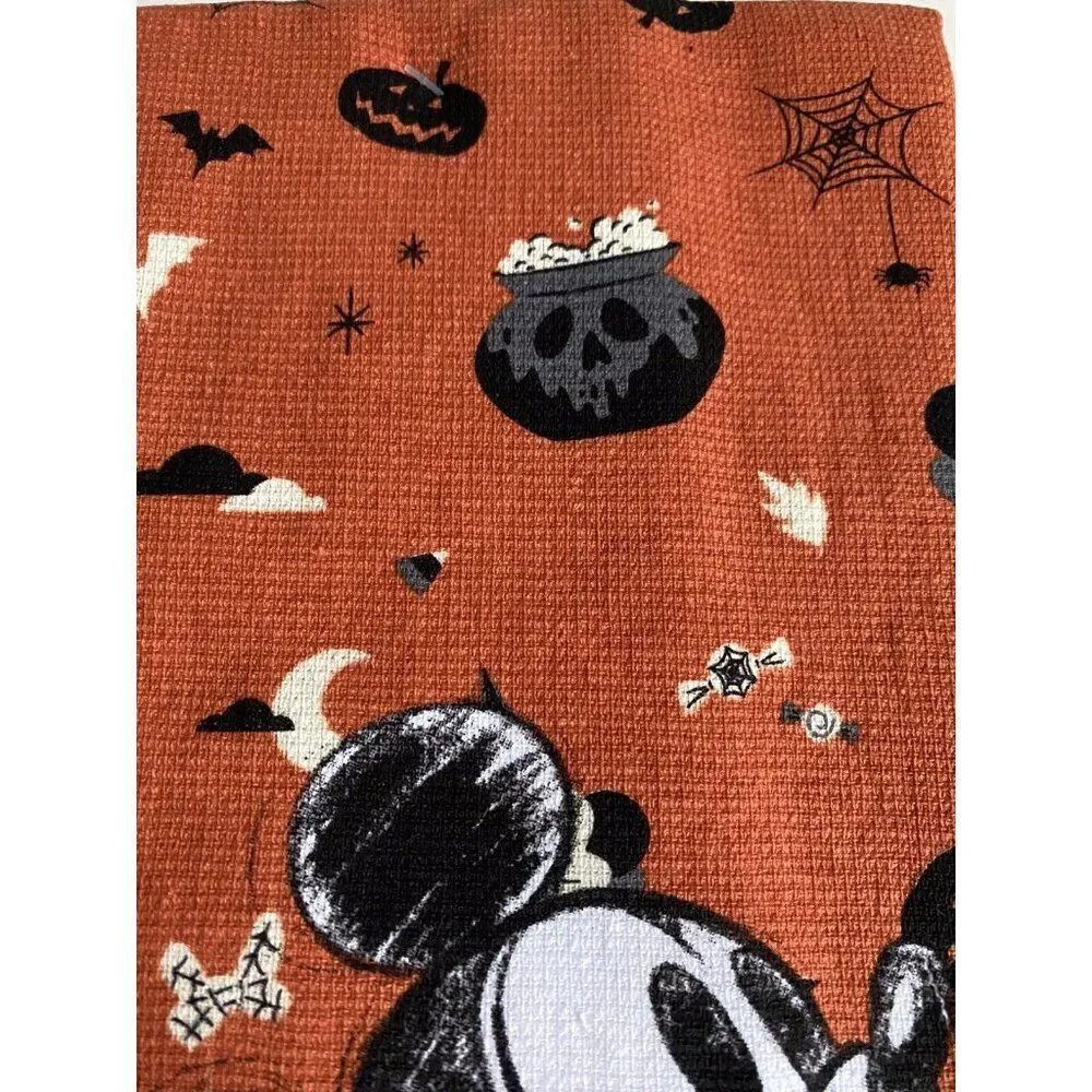 2 Pack Disney Mickey Mouse Halloween Kitchen Towels Jack O Lantern Witch Hat NEW